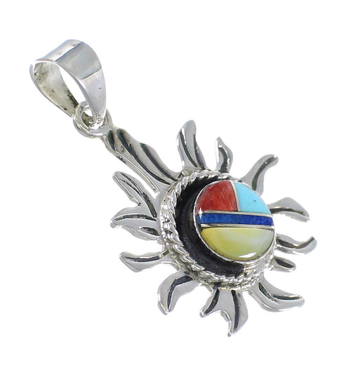 Authentic Sterling Silver And Multicolor Southwest Sun Pendant YX68200